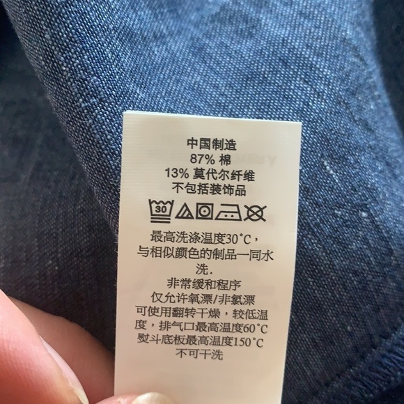 Kate Spade Blue Dark Wash Embroidered Chambray Denim Shirt Size M - Picture 12 of 13